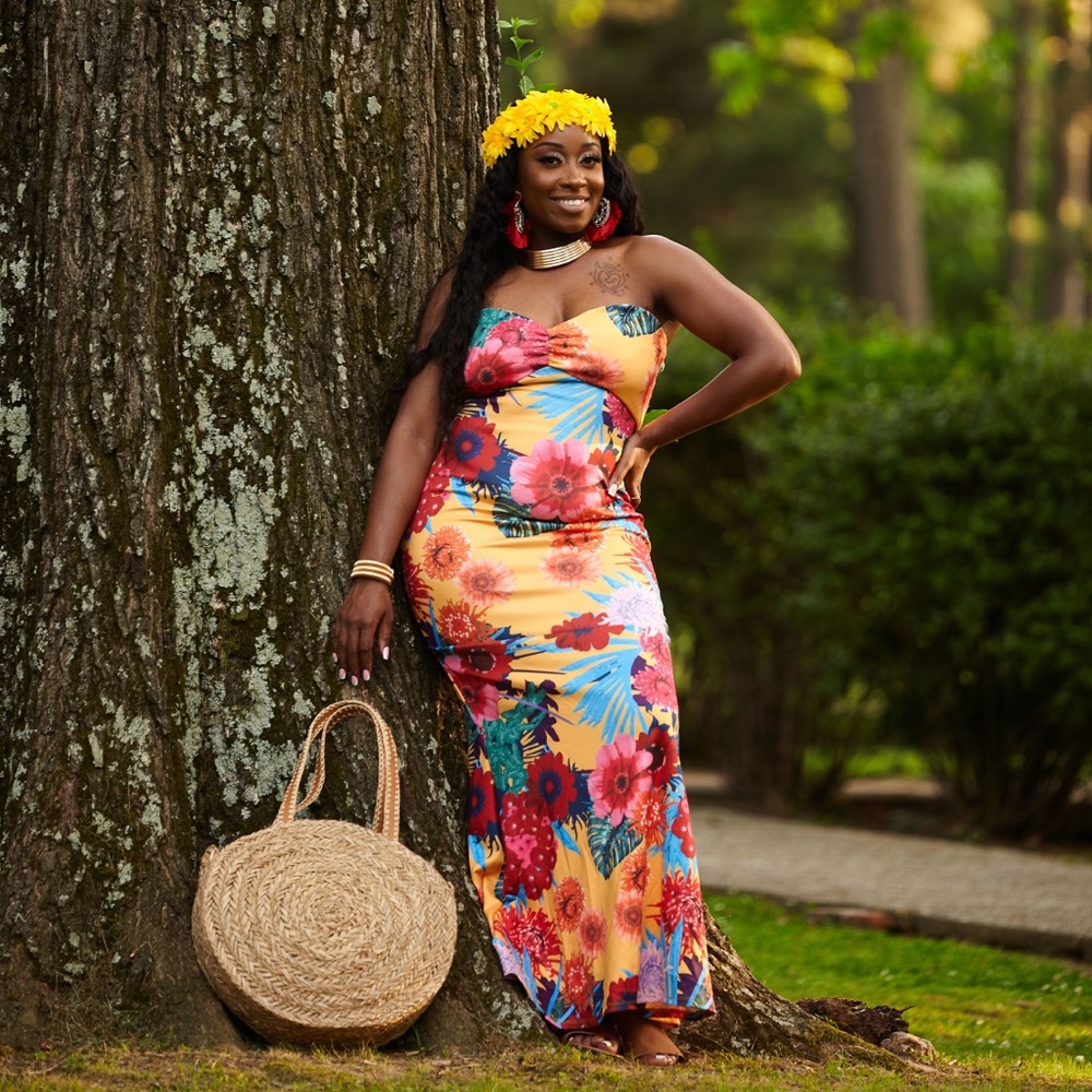 Floral Sttapless Maxi Dress